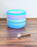 Blue rainbow crystal meditation bowl, view 3