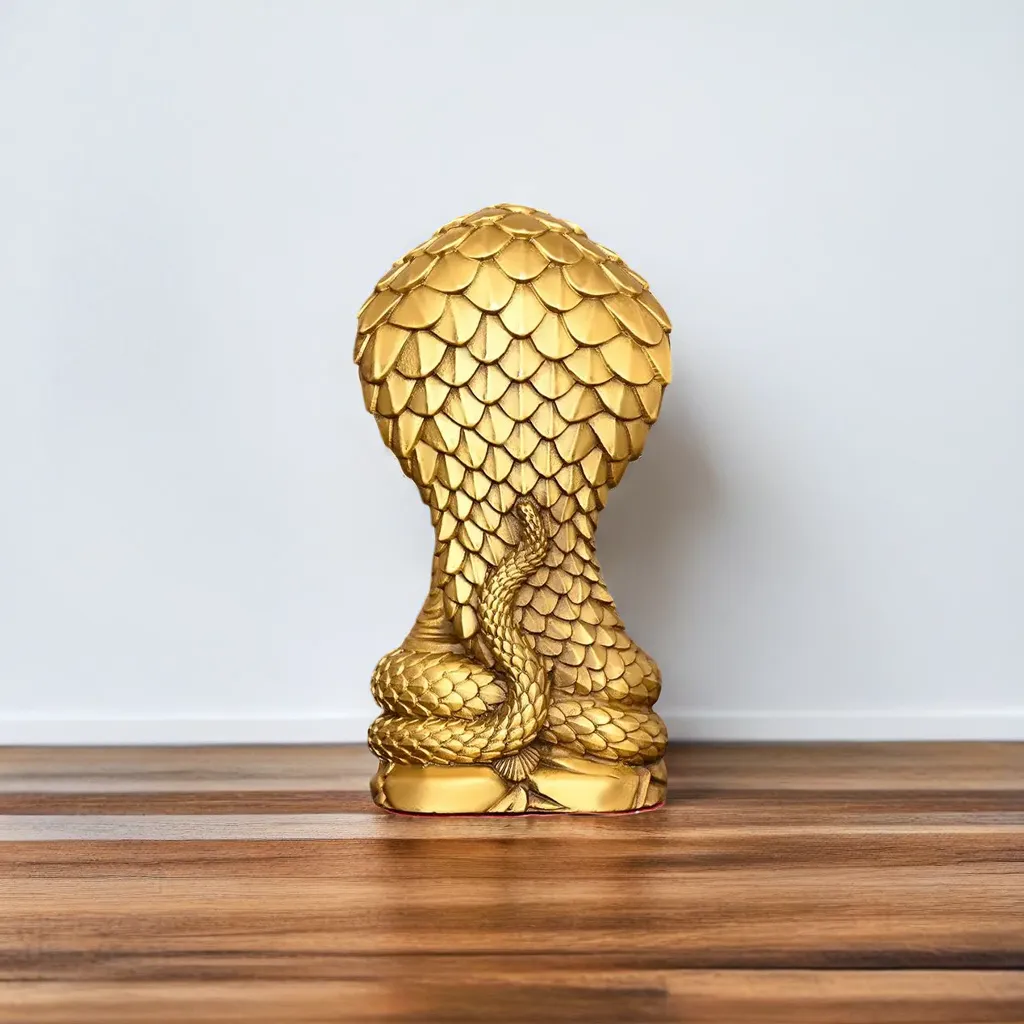Golden Naja Buddha Statues – Handcrafted Spiritual Decor_back Golden Naja Buddha Statues, seen from behind