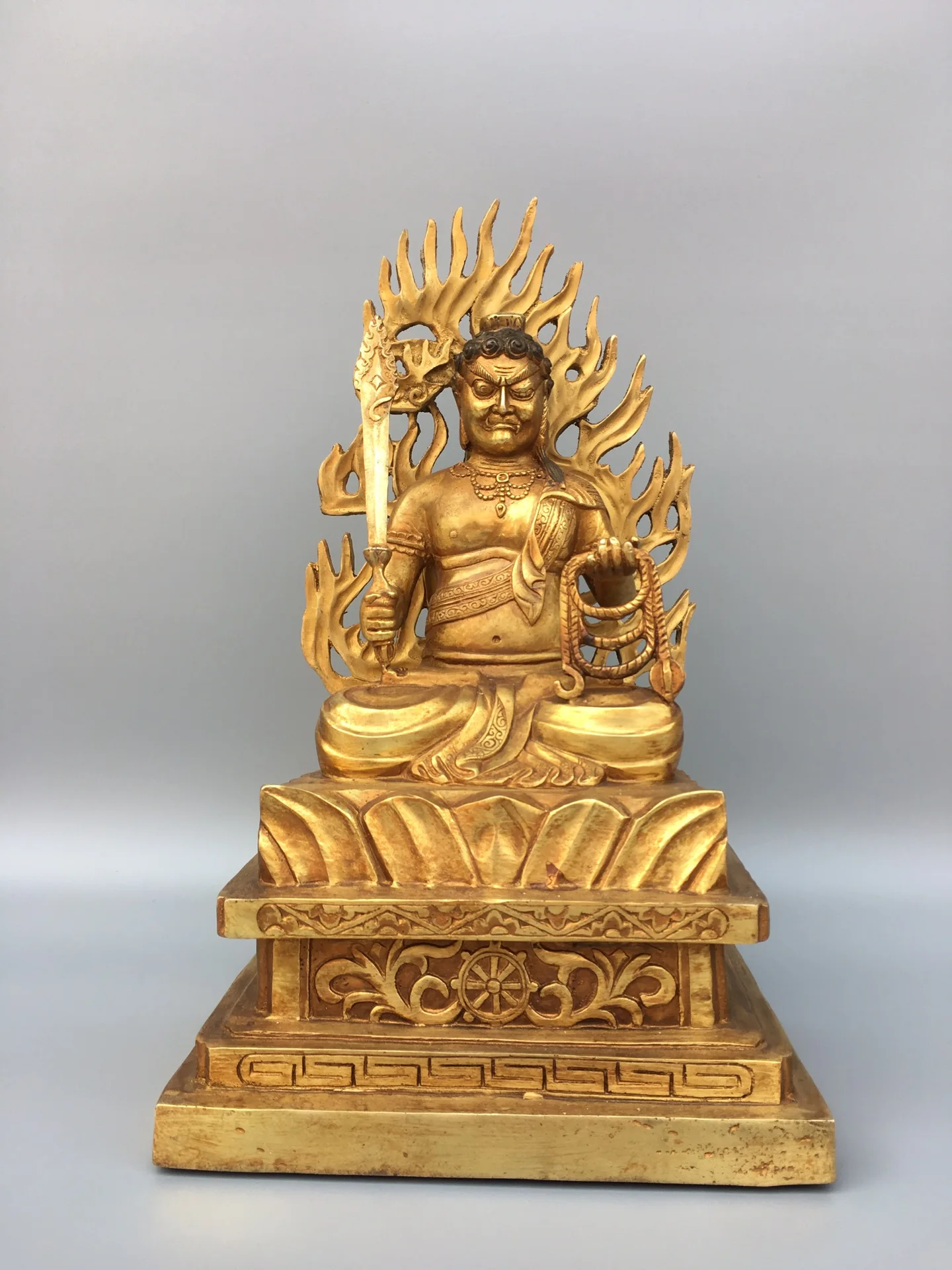 Fierce Acala Buddha Statue – Handcrafted Zen Protector Sculpture_face Fierce Acala Buddha Statue, front view